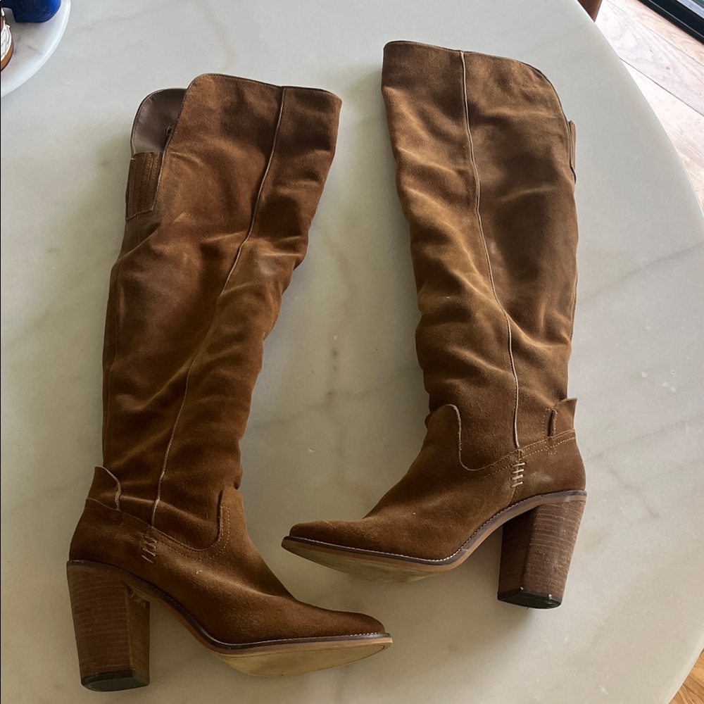 Brown Suede over the knee Boots
